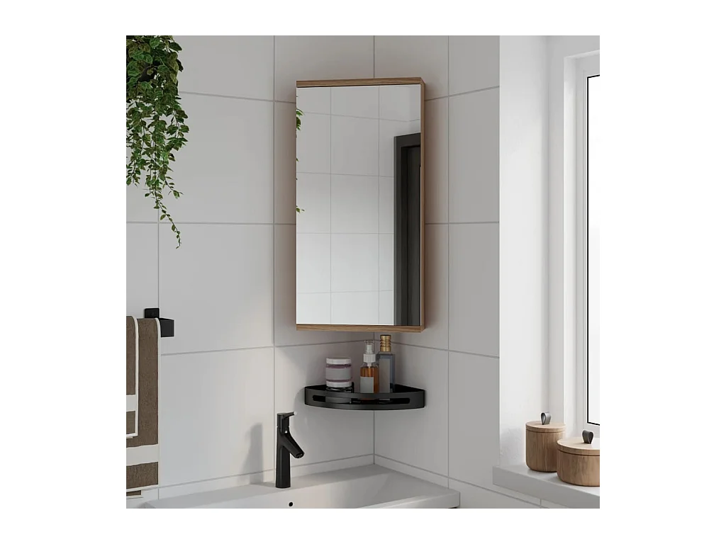 Armoire de bain à miroir d'angle chêne 30x24x60 cm