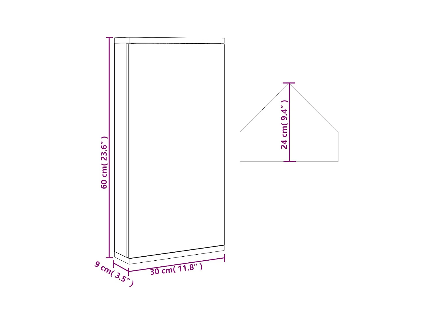 Armoire de bain à miroir d'angle chêne 30x24x60 cm