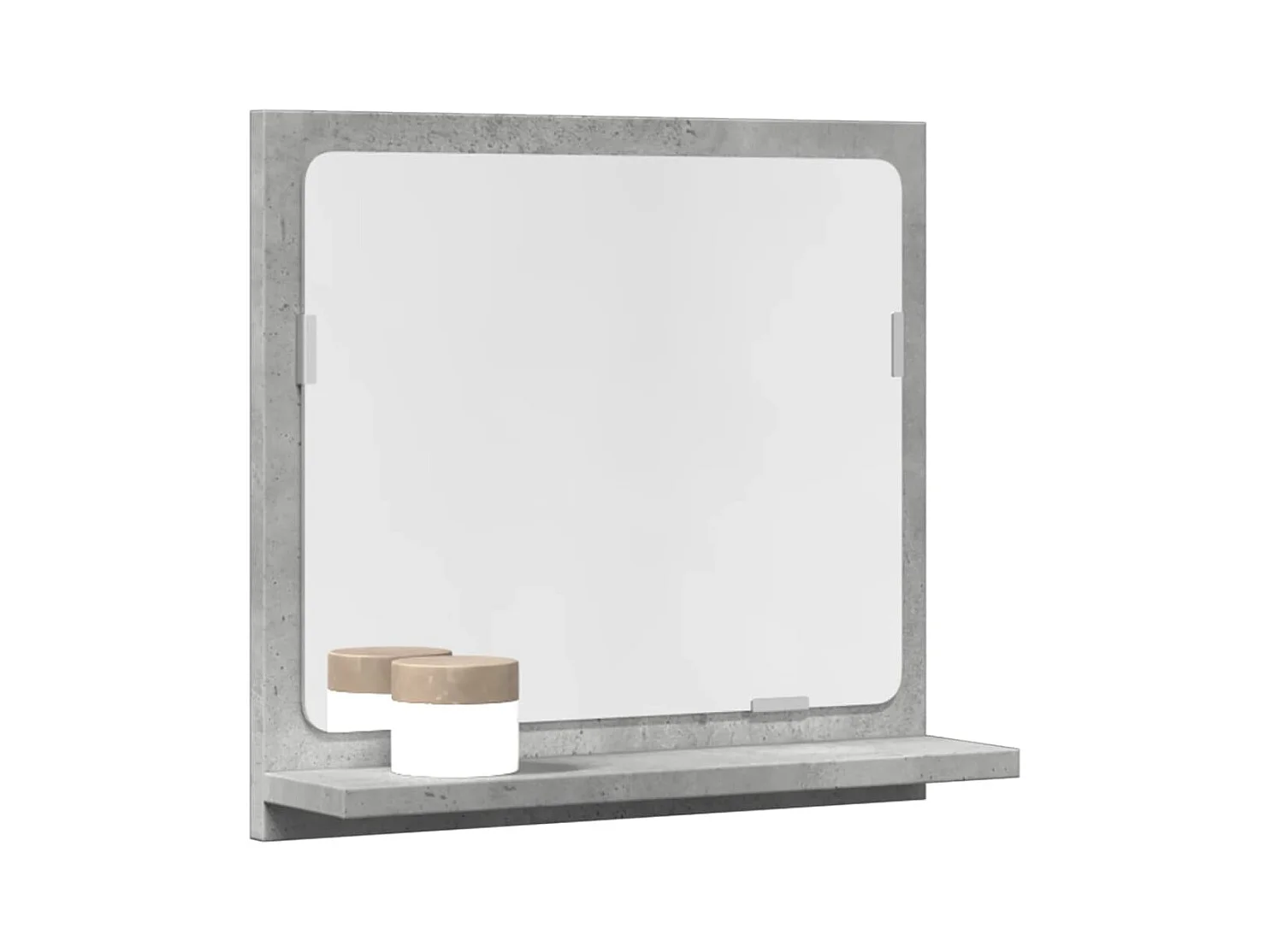 Mobiletto per bagno con specchio in legno ingegnerizzato grigio cemento