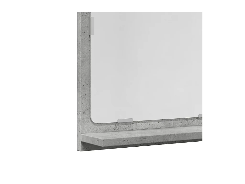 Mobiletto per bagno con specchio in legno ingegnerizzato grigio cemento