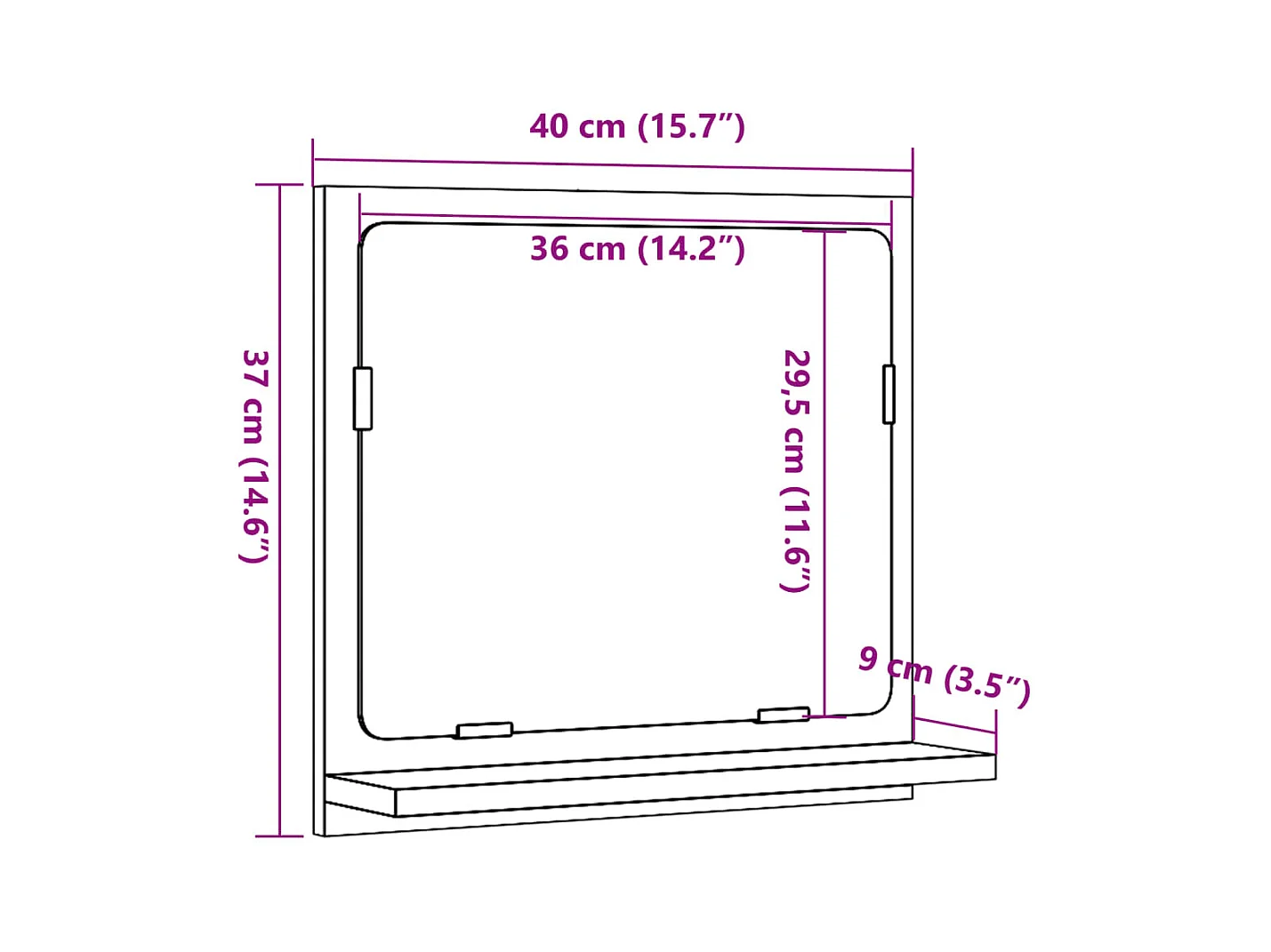 Mobiletto per bagno con specchio in legno ingegnerizzato grigio cemento
