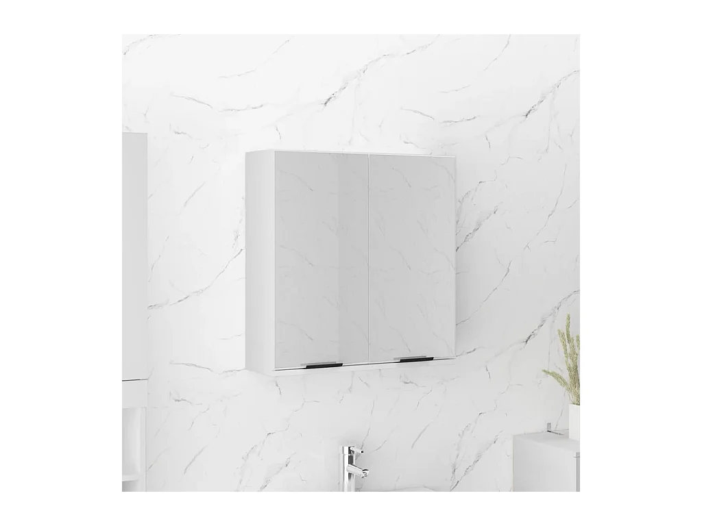 Mueble de baño con espejo Blanco 64x20x67 cm