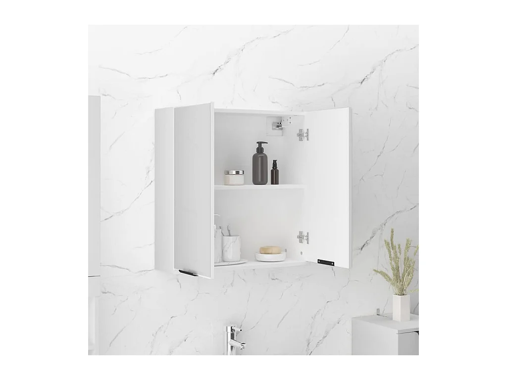 Mueble de baño con espejo Blanco 64x20x67 cm