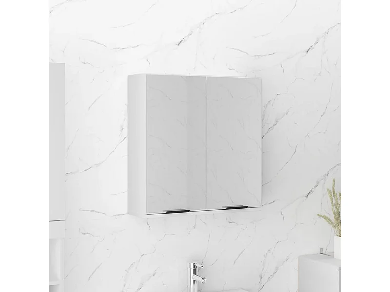 Mueble de baño con espejo Blanco 64x20x67 cm