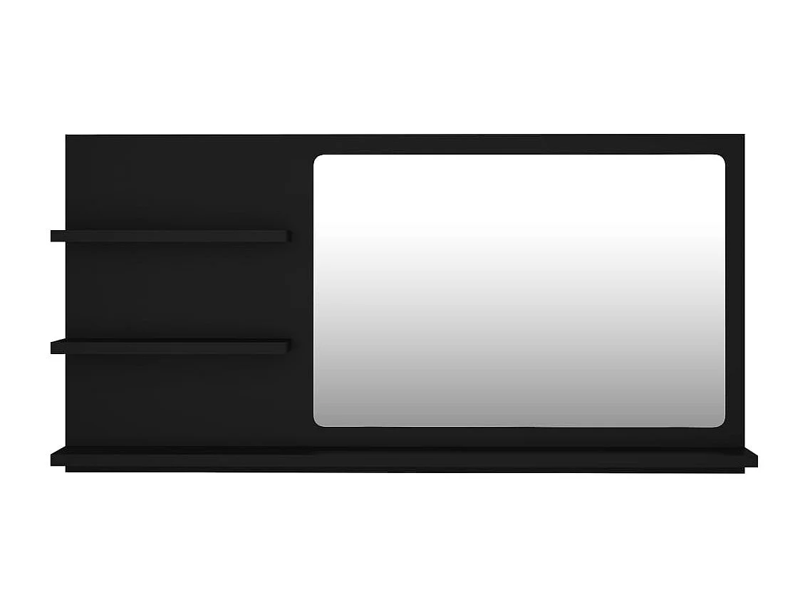 Espejo de baño negro 90x10,5x45 cm madera de ingeniería