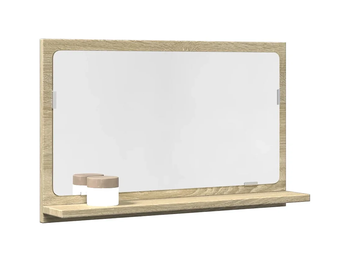 Mensola da bagno con specchio in legno ingegnerizzato Sonoma Oak