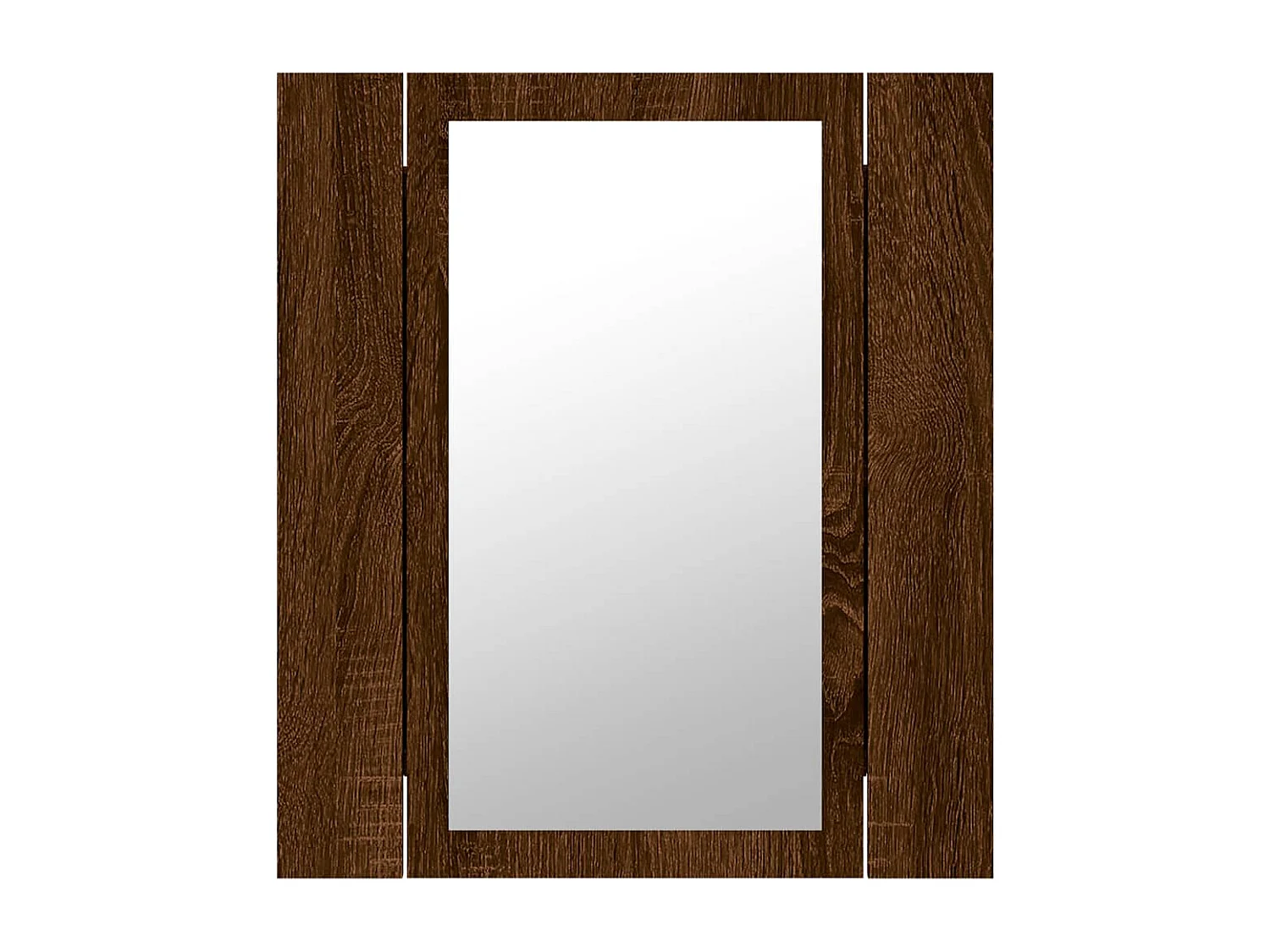 Mobiletto a specchio LED per bagno in rovere marrone 40x12x45 cm