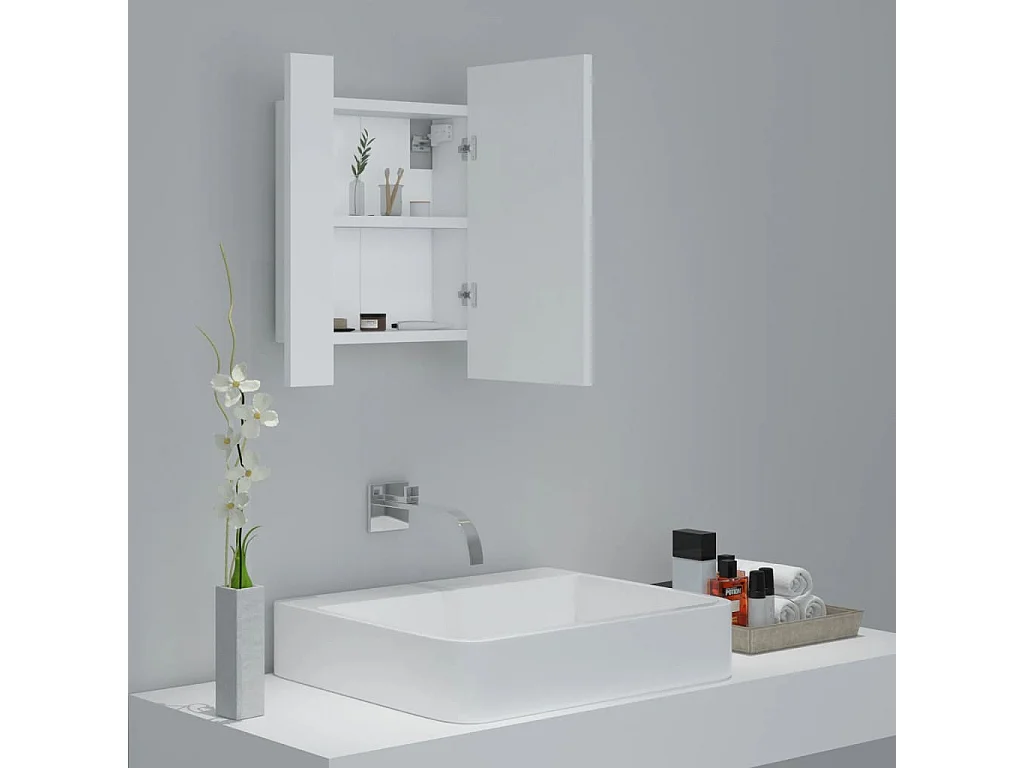 Mueble de baño con espejo LED blanco 40x12x45 cm Acrílico