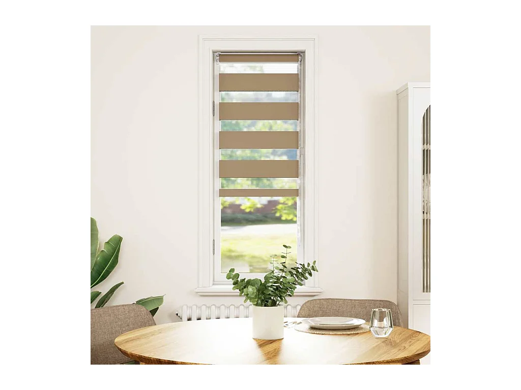 Store zèbre marron sable largeur du tissu 45,9 cm polyester