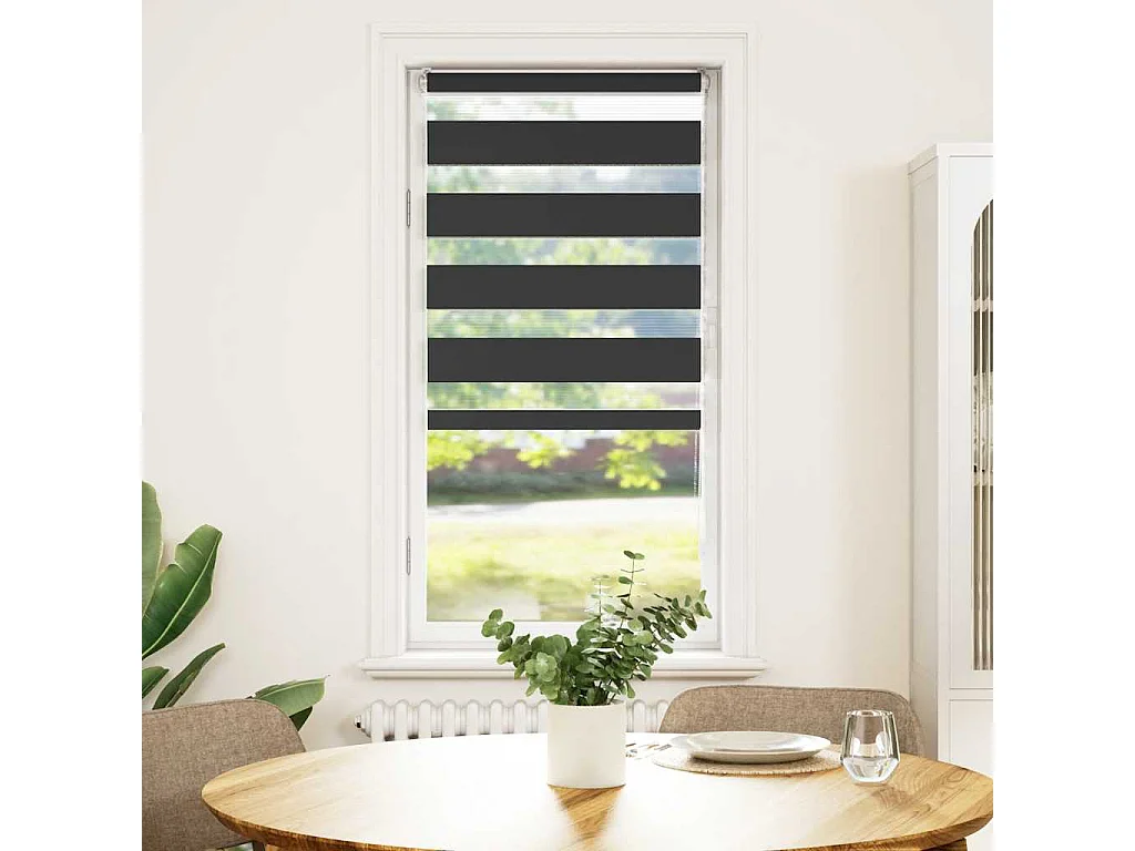 Zwarte zebragordijn 55x150 cm stofbreedte 50,9 cm polyester