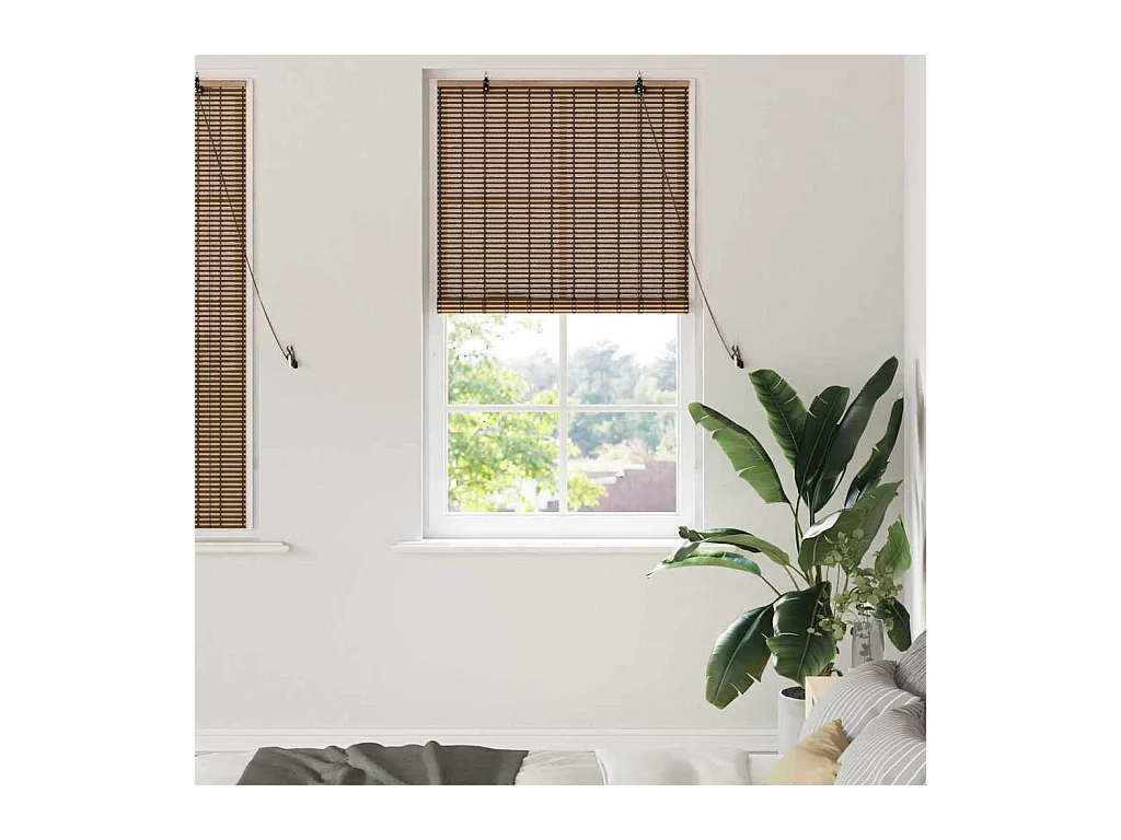 Stores et Occultants avec des rideaux Marron 80 x 160 cm Bambou