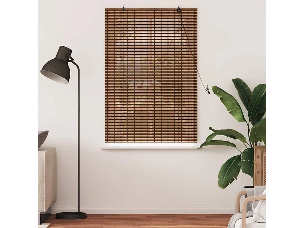 Stores et Occultants avec des rideaux Marron 80 x 160 cm Bambou