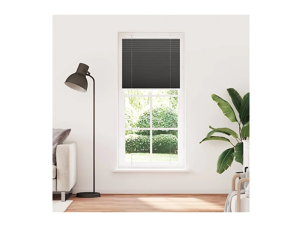 Store plissé noir 100x200 cm largeur du tissu 99,4 cm polyester