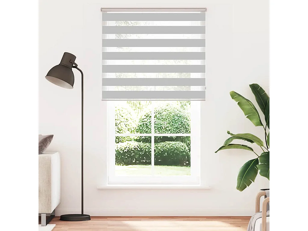 Lichtgrijze zebragordijnstof breedte 125,9 cm polyester