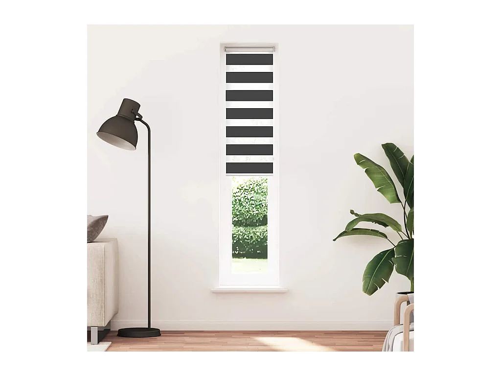 Tenda a rullo zebrata nera 50x200 cm larghezza tessuto 45,9 cm poliestere