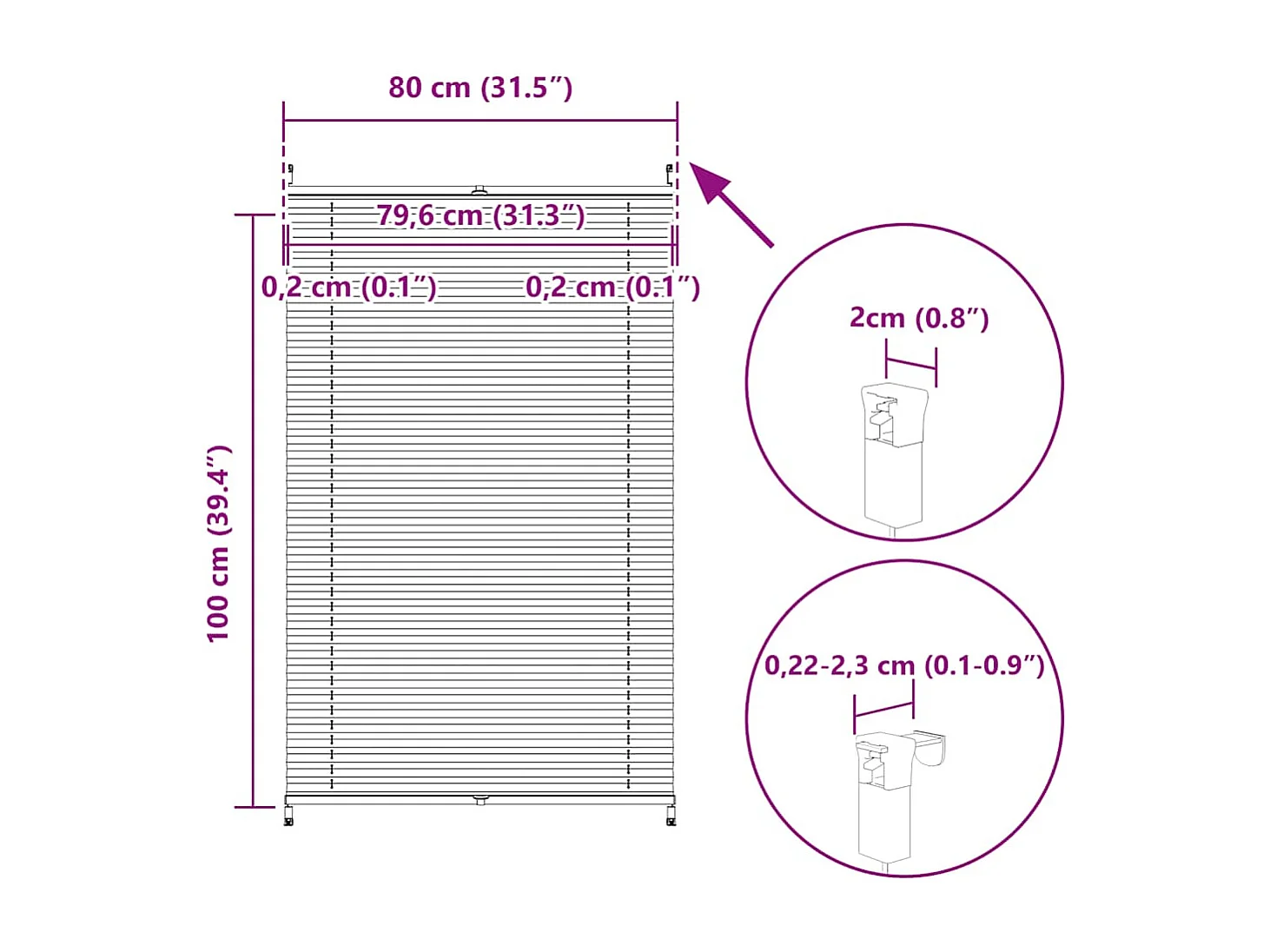 Estor plisado 80x100 cm Blanco