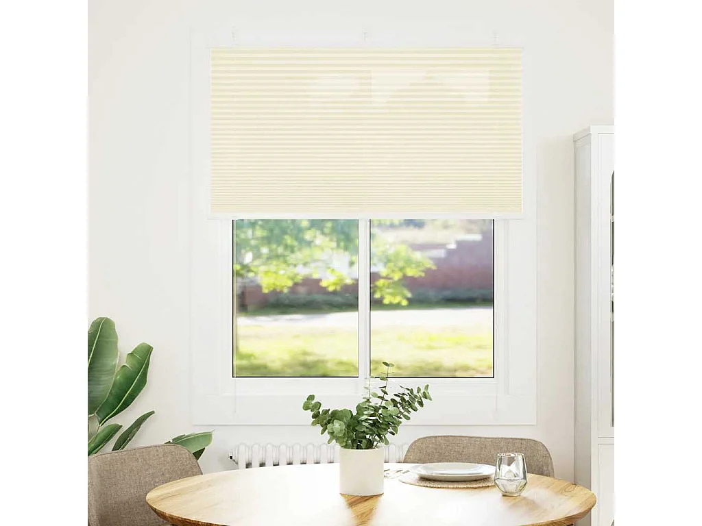 Tenda plissettata color crema 105x150cm larghezza tessuto 104,4cm poliestere