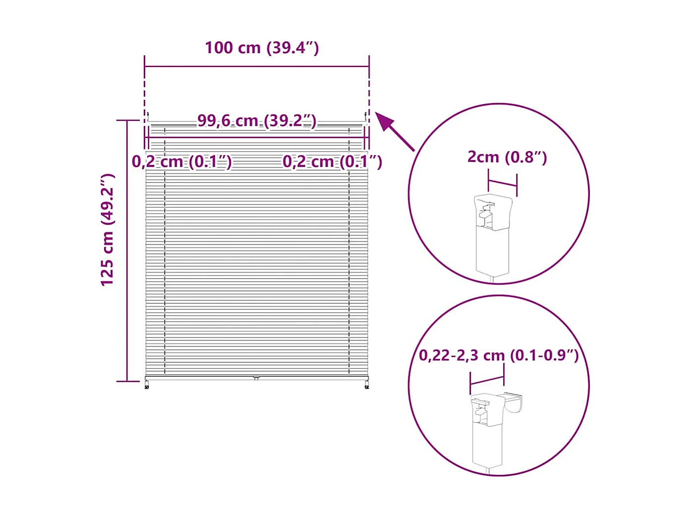 Estor plisado 100x125 cm Blanco