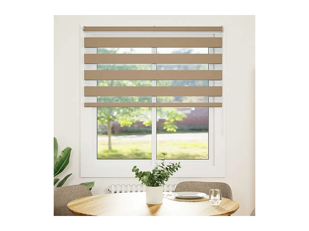 Store zèbre marron sable largeur du tissu 115,9 cm polyester