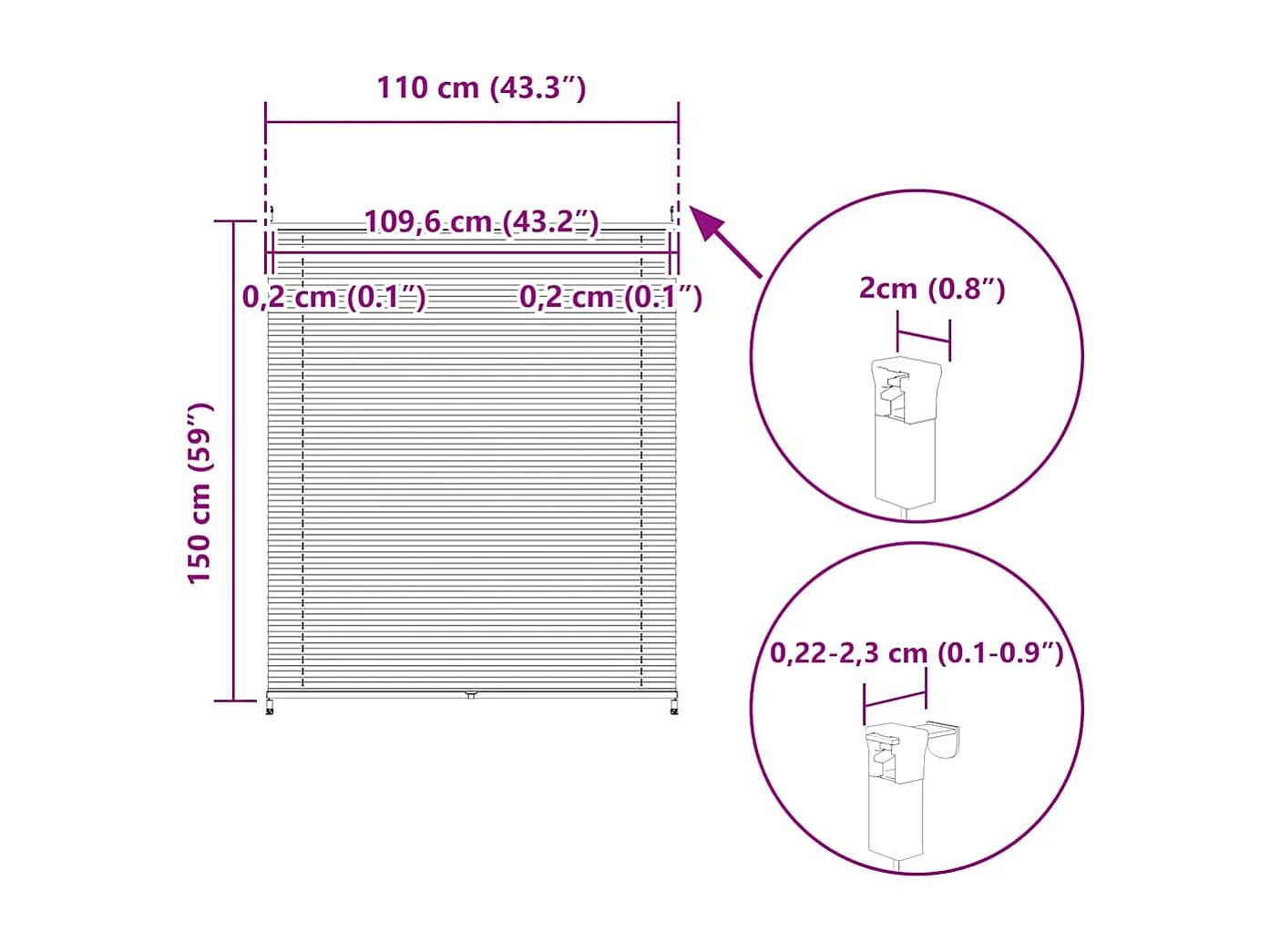 Estor plisado 110x150 cm Blanco