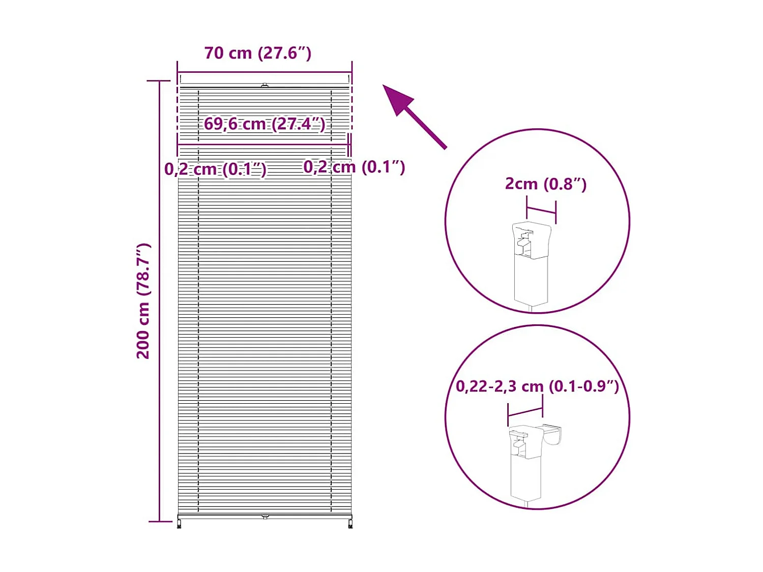 Estor plisado 70x200 cm Crema