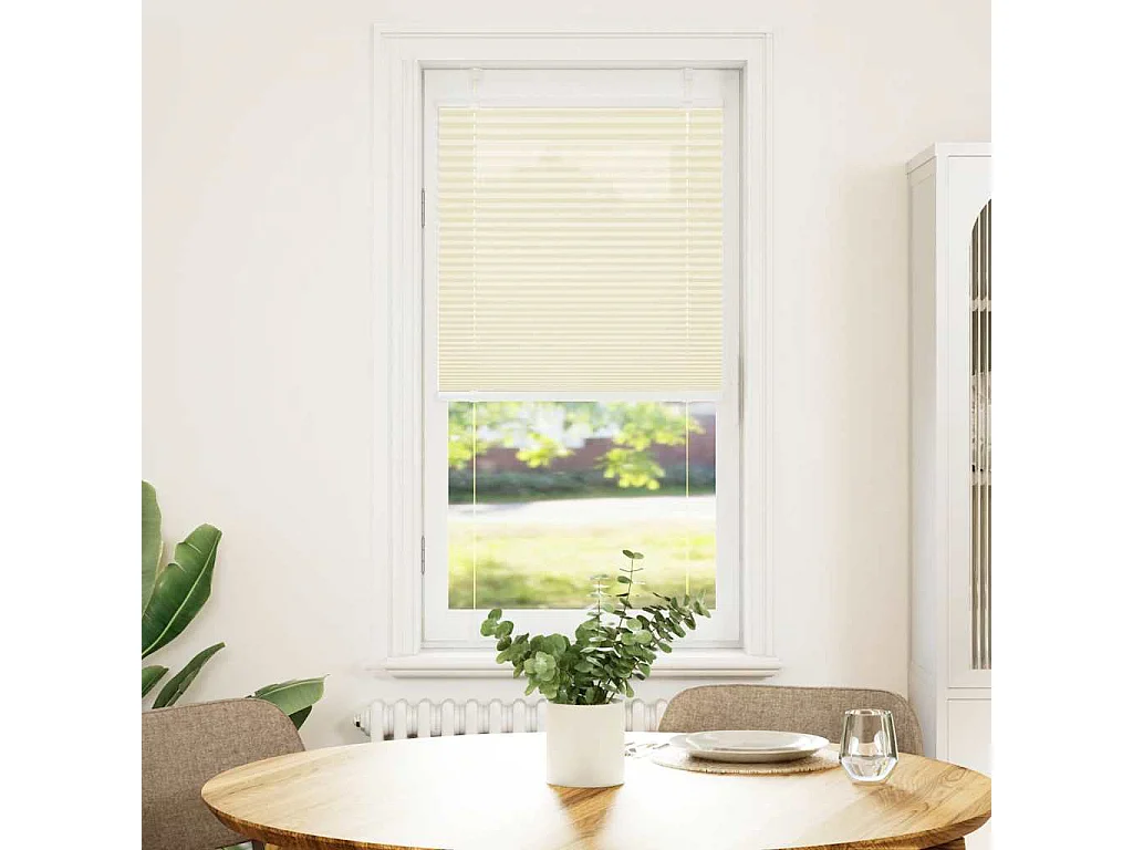 Crèmekleurige plisségordijn 65x100 cm stofbreedte 64,4 cm polyester