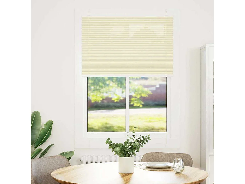 Estor plisado color crema 100x150 cm ancho tela 99,4cm poliéster