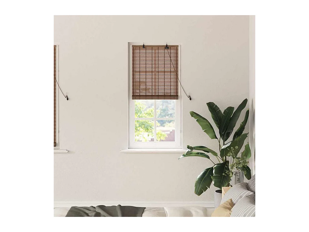 Stores et Occultants avec des rideaux Marron 60 x 160 cm Bambou