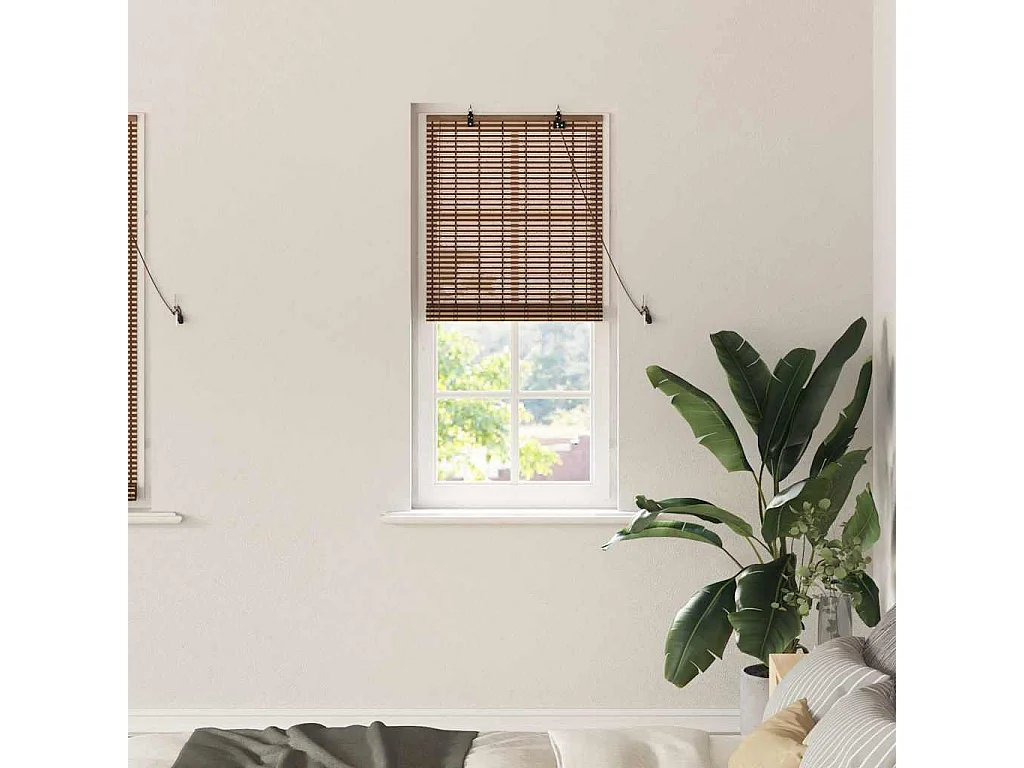 Stores et Occultants avec des rideaux Marron 60 x 160 cm Bambou