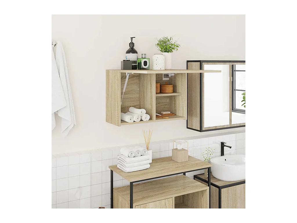 Armoire murale de bain chêne sonoma 60x25x40 cm bois ingénierie