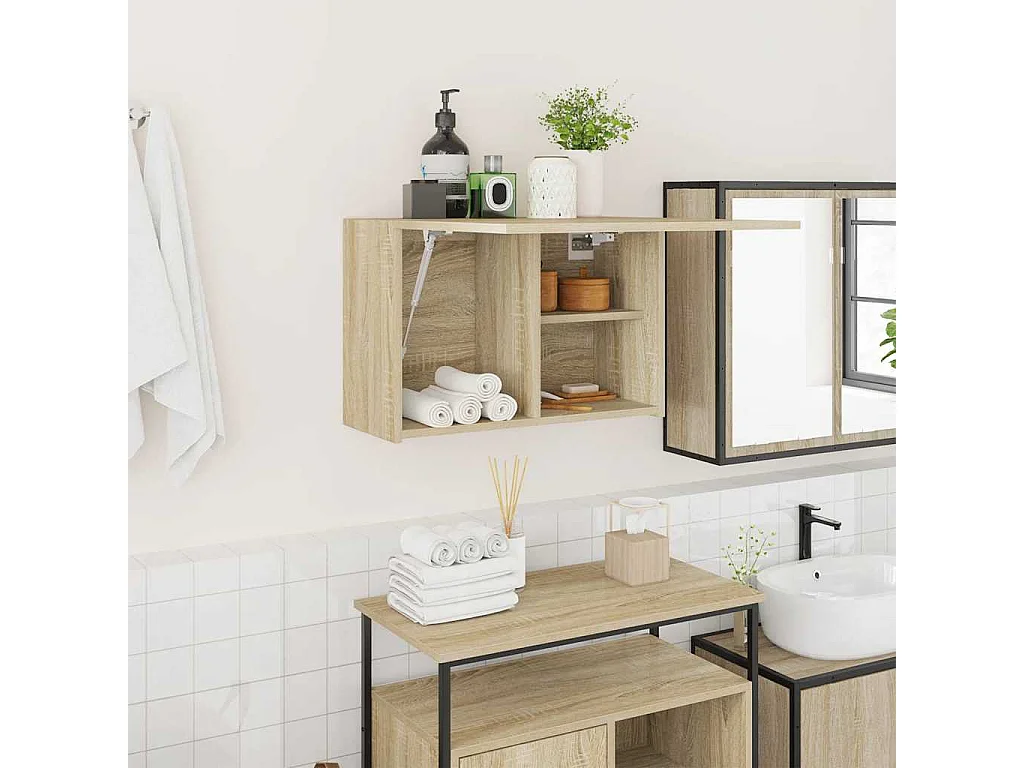Armoire murale de bain chêne sonoma 60x25x40 cm bois ingénierie
