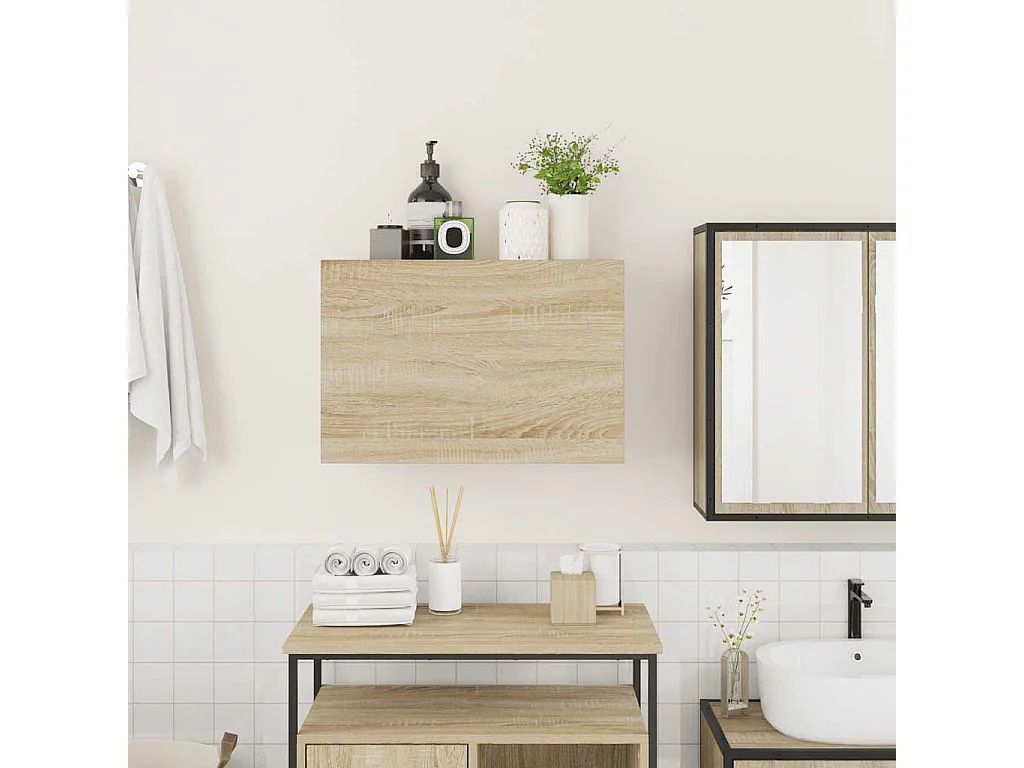 Armoire murale de bain chêne sonoma 60x25x40 cm bois ingénierie