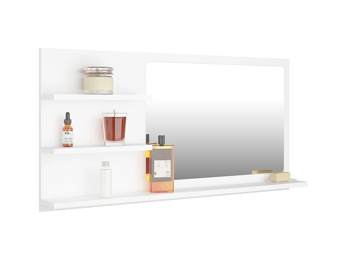 Espejo de baño blanco 90x10,5x45 cm madera de ingeniería