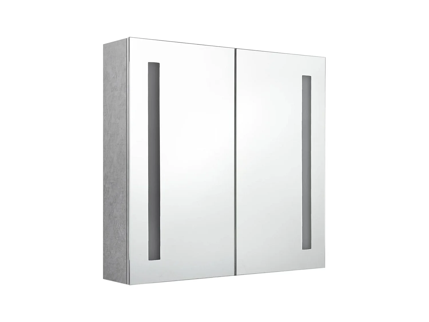 Mobiletto da bagno con specchio LED grigio cemento 62x14x60 cm