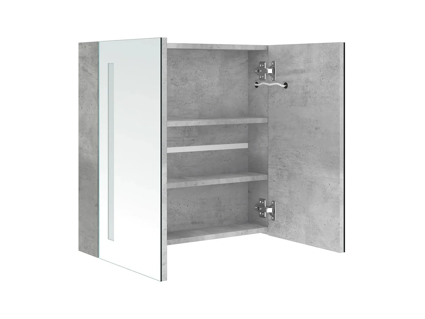 Mobiletto da bagno con specchio LED grigio cemento 62x14x60 cm