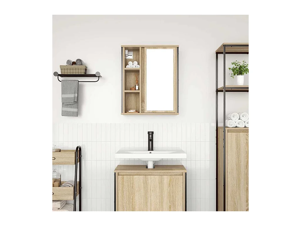 Sonoma eiken spiegel badkamer wandmeubel 50x21x60 cm