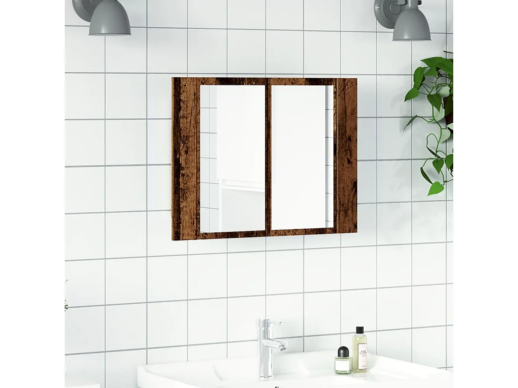 Armoire à miroir LED vieux bois 60x12x45 cm bois d'ingénierie