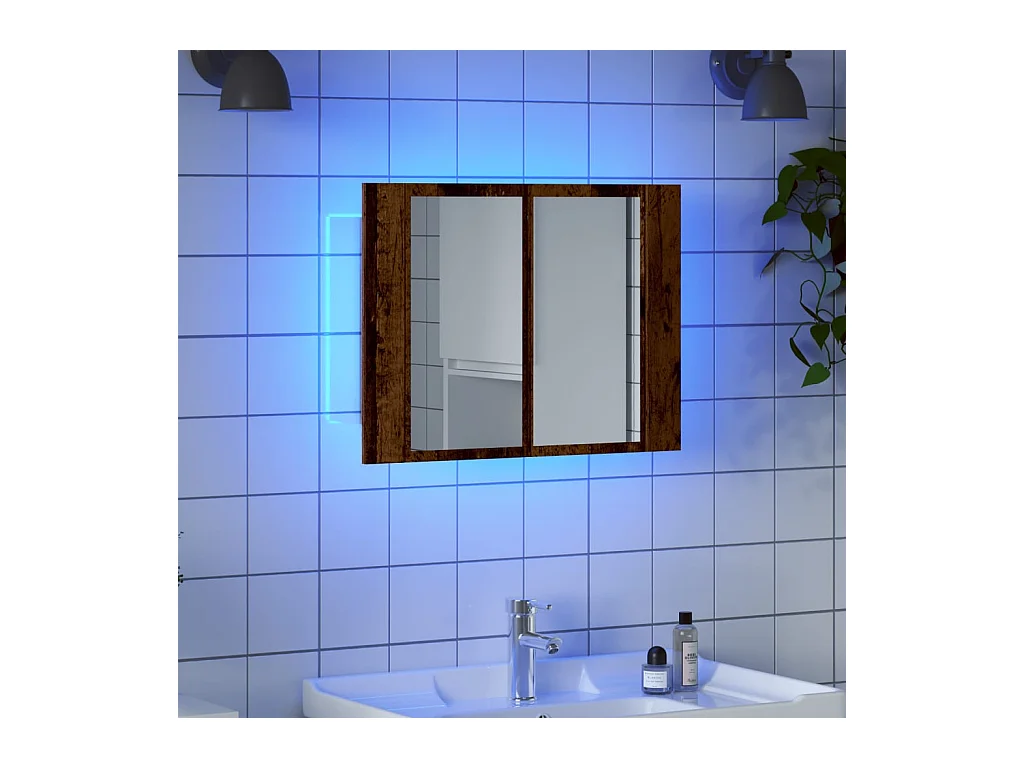 Armoire à miroir LED vieux bois 60x12x45 cm bois d'ingénierie