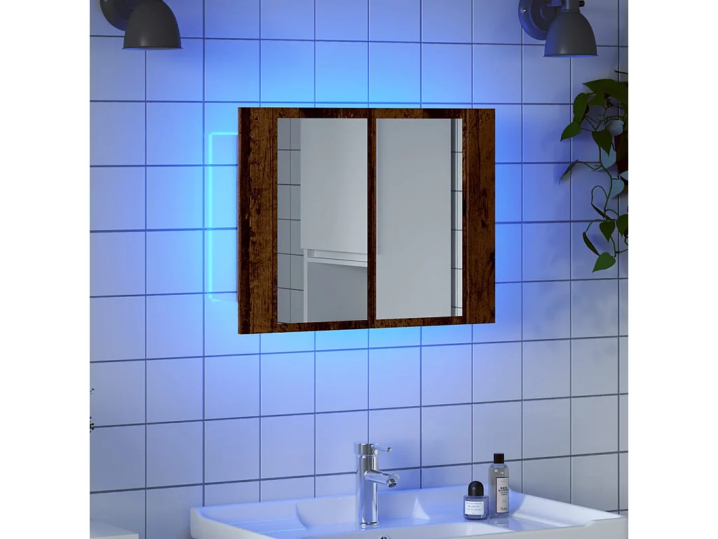 Armoire à miroir LED vieux bois 60x12x45 cm bois d'ingénierie