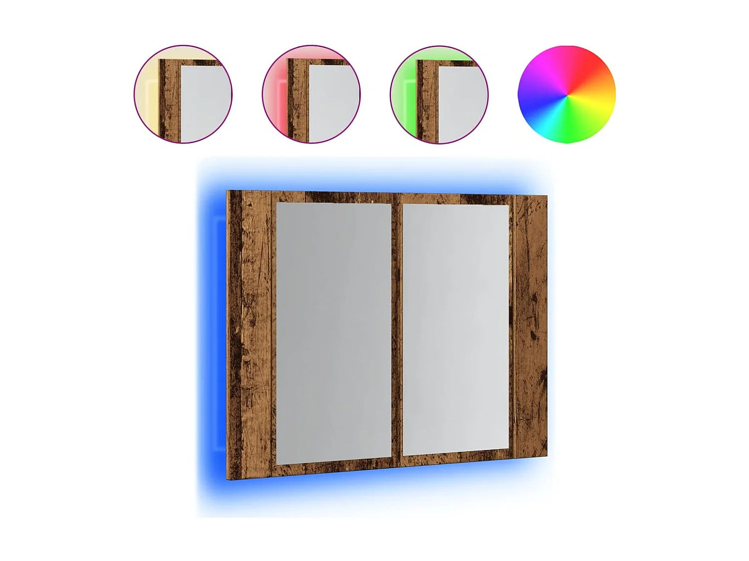 Armoire à miroir LED vieux bois 60x12x45 cm bois d'ingénierie