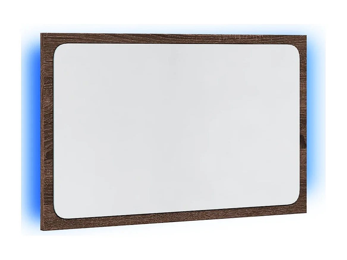 Specchio da bagno a LED in legno ingegnerizzato di rovere marrone