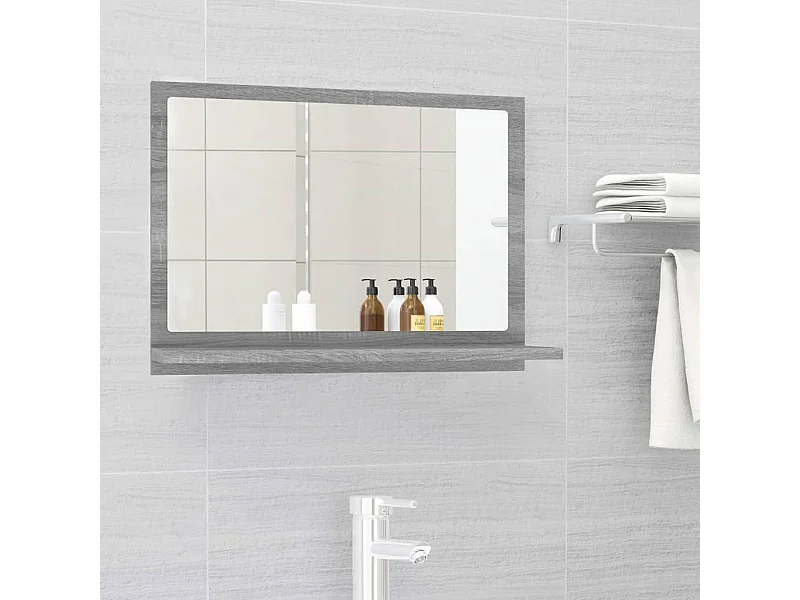 Espejo de baño Sonoma gris 60x10,5x37 cm Madera de ingeniería