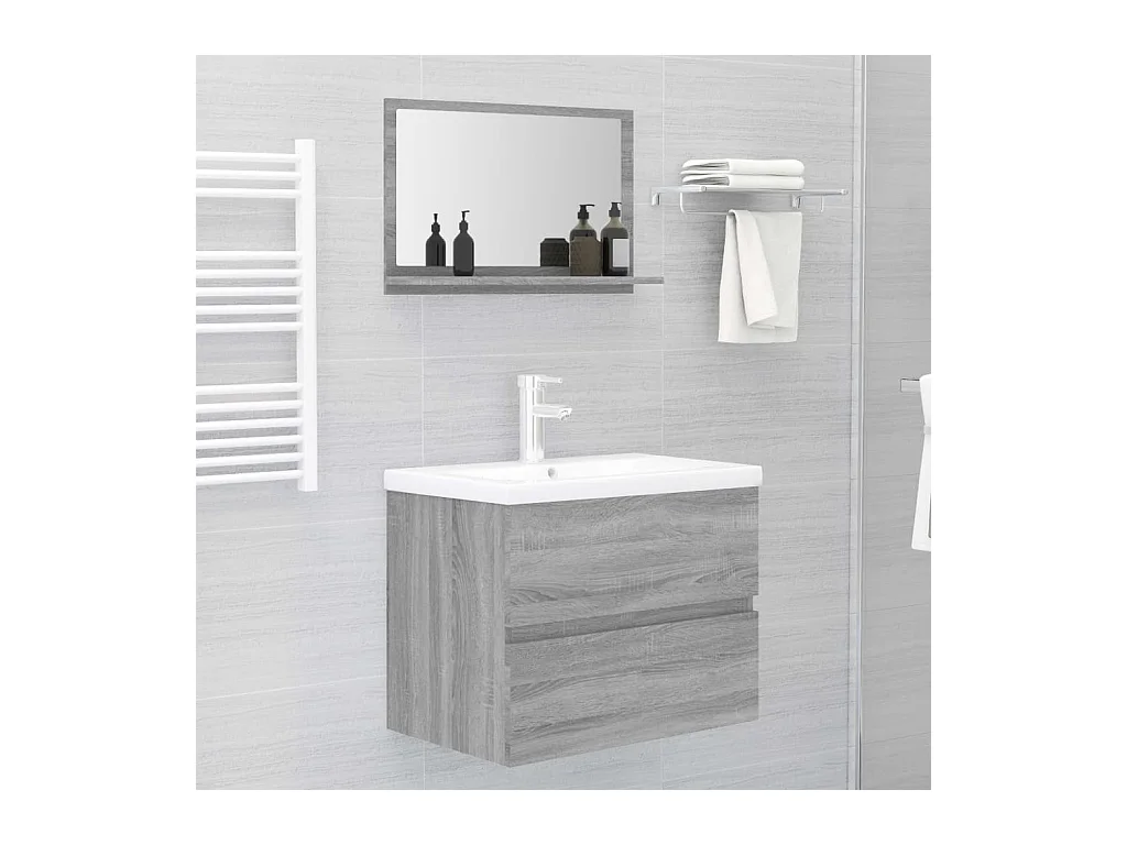 Specchio da bagno Sonoma Grey 60x10,5x37 cm in legno ingegnerizzato