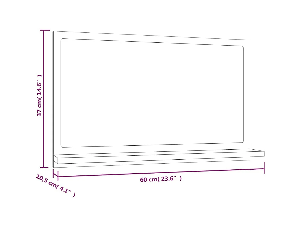 Specchio da bagno Sonoma Grey 60x10,5x37 cm in legno ingegnerizzato