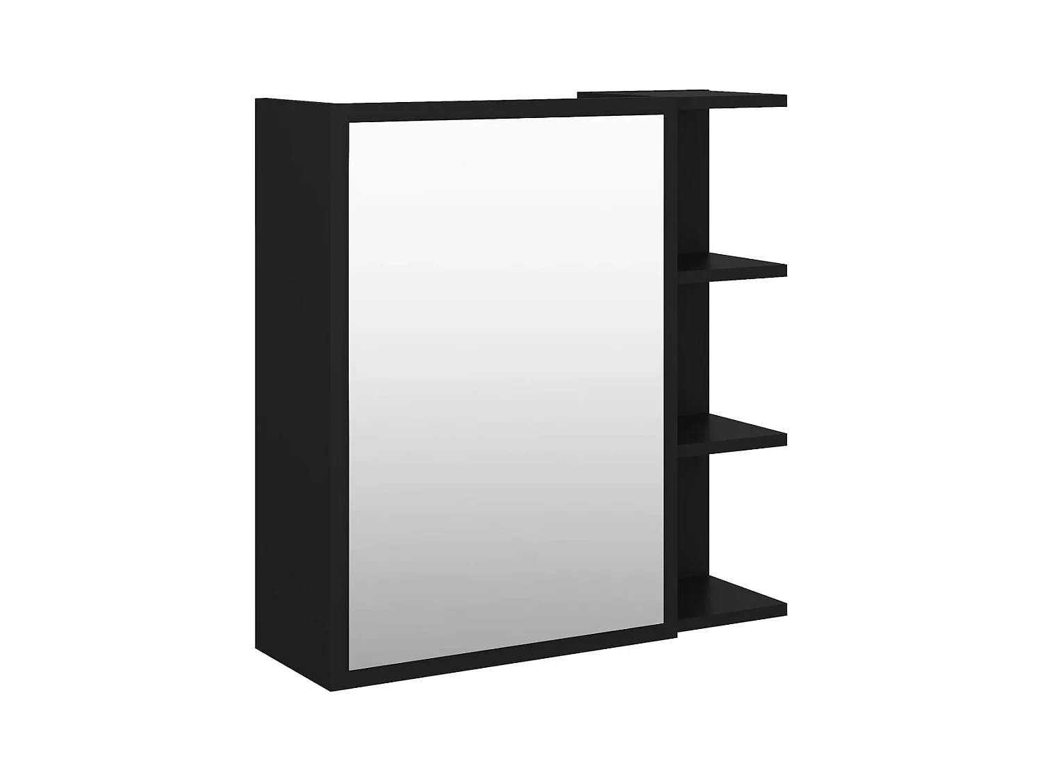 Armoire à miroir de salle de bain Noir Bois d’ingénierie