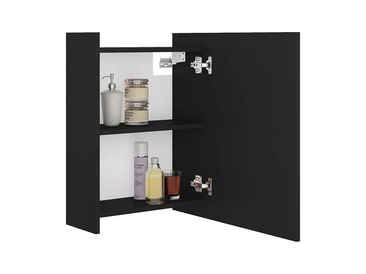 Armoire à miroir de salle de bain Noir Bois d’ingénierie