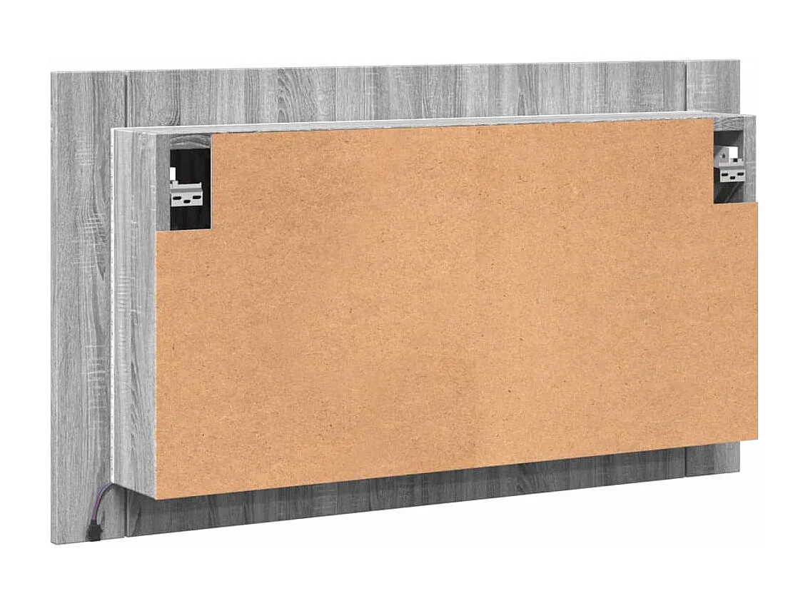 Mobiletto da bagno con specchio LED Sonoma Grey 80x12x45 cm