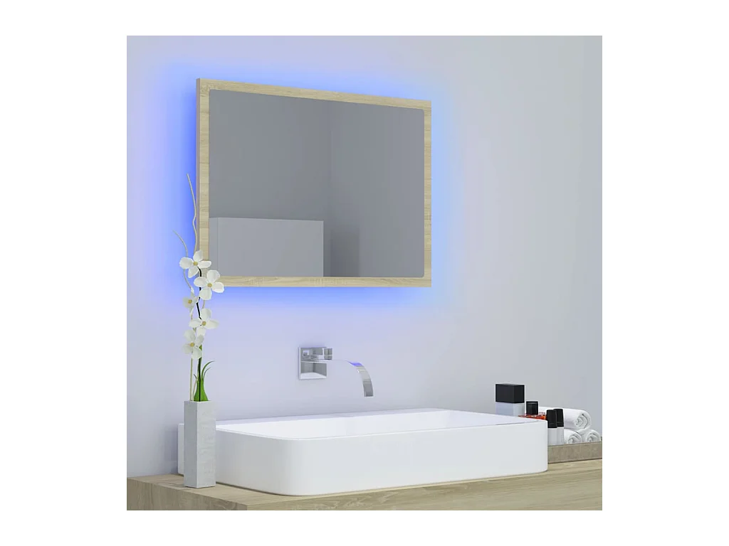 Espejo de baño LED roble Sonoma 60x8,5x37 cm Acrílico