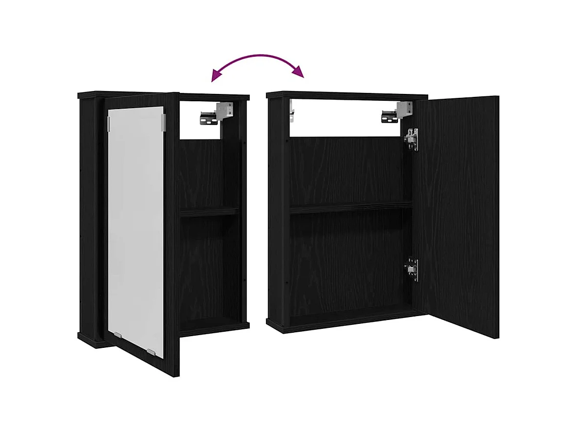 Armoire à miroir de salle de bain chêne noir bois ingénierie
