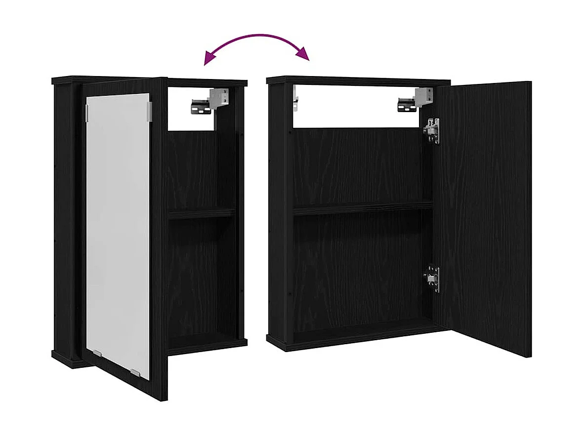 Armoire à miroir de salle de bain chêne noir bois ingénierie